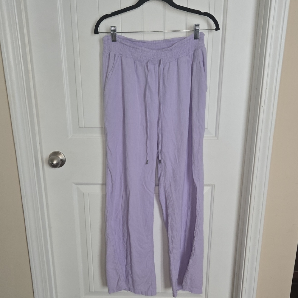 Style & Co Purple Lilac Drawstring Pants – Lightweight Cotton Blend, Size M